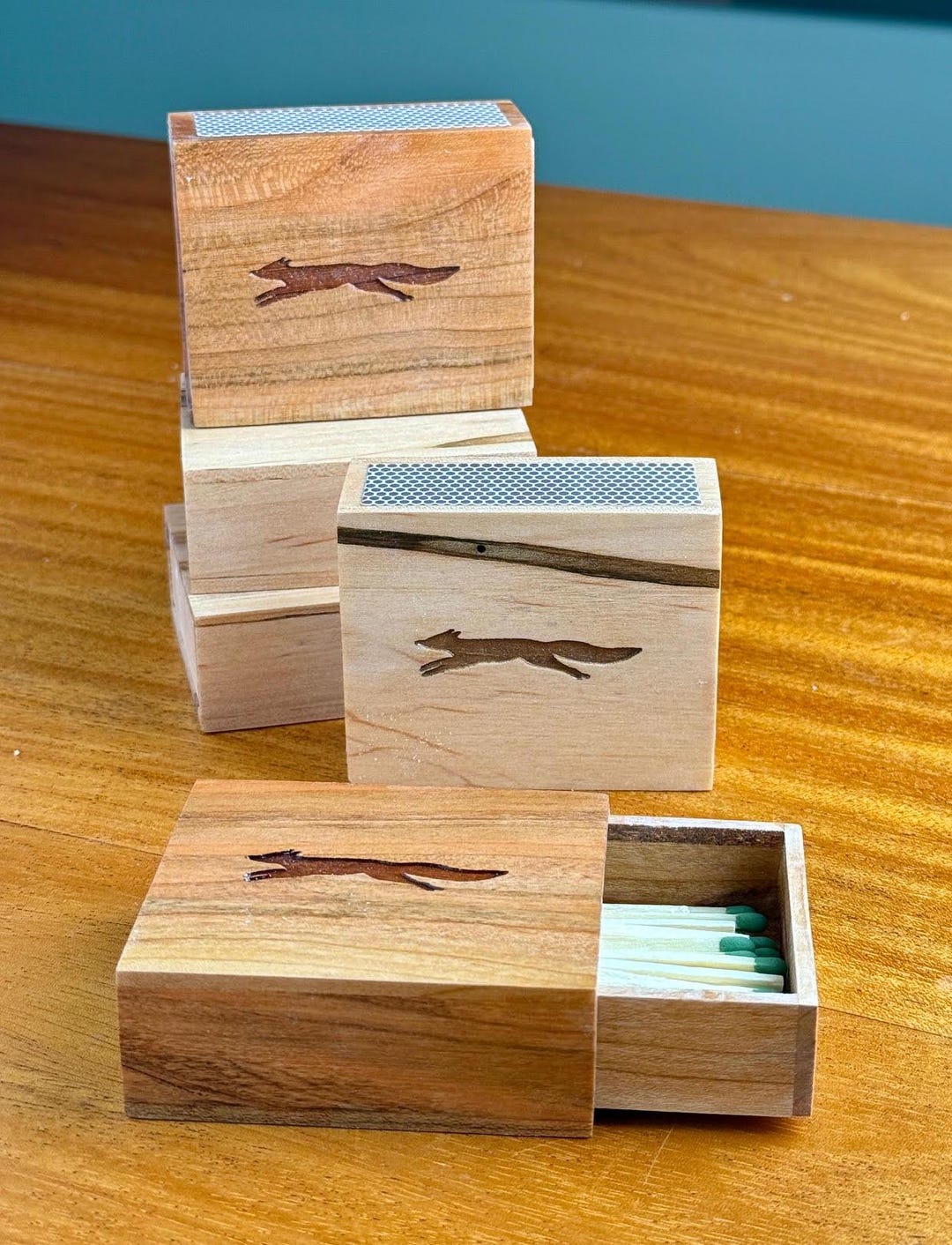 Handmade Match Set Small Laser Etched Wood Matchbox for Candles | Handmade Match Striker ...