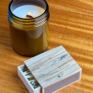 Small Ambrosia Maple Matchbox for Candles | Handmade Wooden Match Striker | Unique Candle Accessory