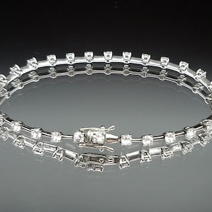Vintage Sterling Silver CZ Tennis Bracelet Size 7.5", CZ Bracelet, Sterling Silver Bracelet, Silver Tennis Bracelet, Womens Tennis Bracelet