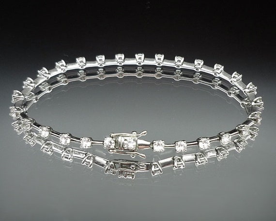 Vintage Sterling Silver CZ Tennis Bracelet Size 7… - image 3