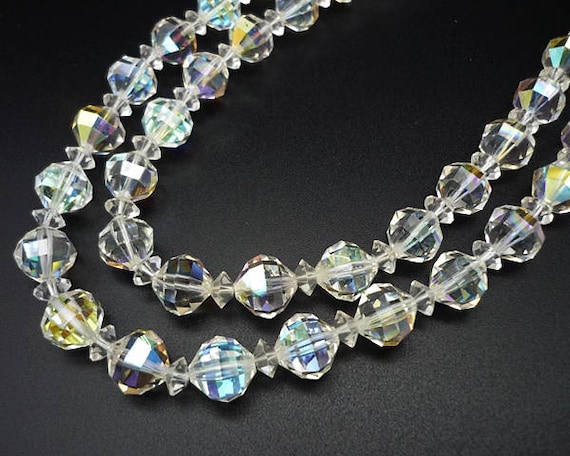 Vintage Aurora Borealis Crystal Necklace and Clip… - image 4