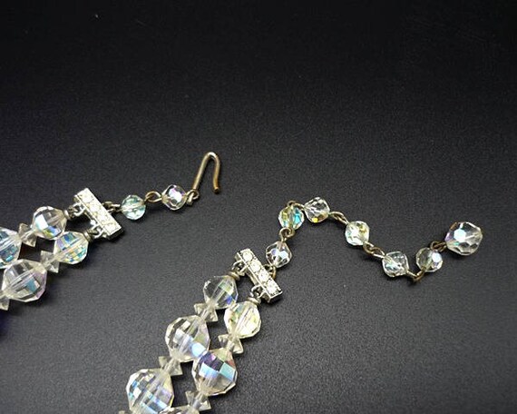 Vintage Aurora Borealis Crystal Necklace and Clip… - image 5