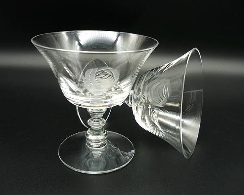 Vintage Fostoria Rose Crystal Stemware Low Sherbet Set of 2 Etsy