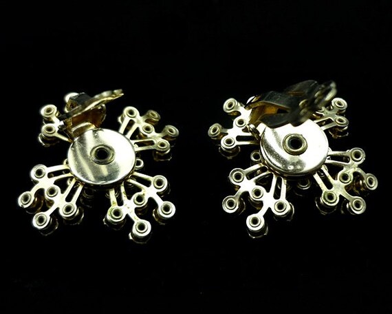 Vintage Aurora Borealsis Starburst Clip On Earrin… - image 5