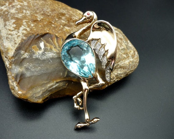 RARE Vintage Reja Sterling Silver Flamingo Brooch,