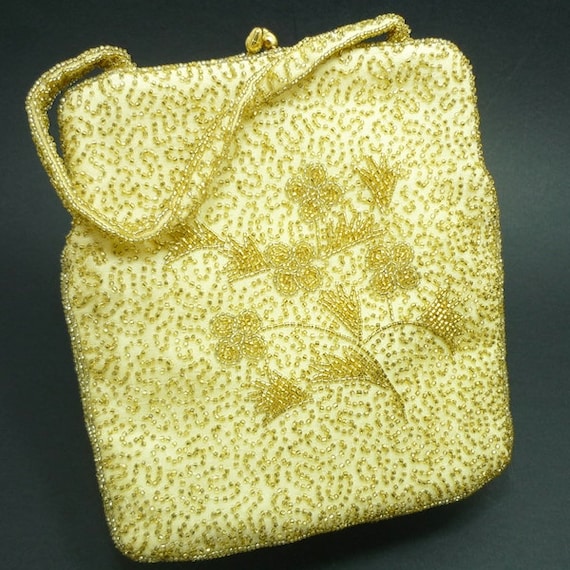 MINT Vintage Hand Beaded Gold Evening Bag, Gold Be