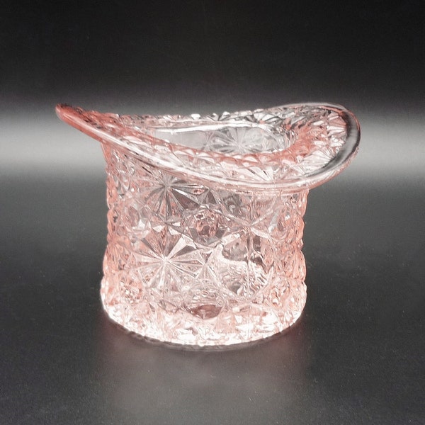 Vintage Large Pink Daisy and Button Top Hat, Fenton Glass, LG Wright Glass, LE Smith Glass, Mid Century Glassware, Toothpick Holder