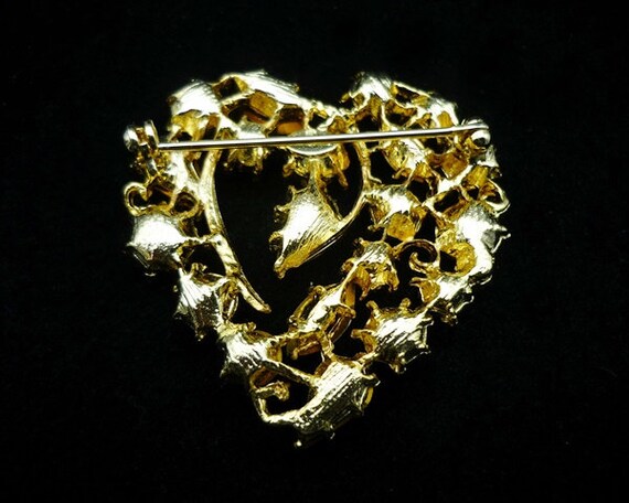 Vintage Graziano Rhinestone Heart Brooch, Grazian… - image 5