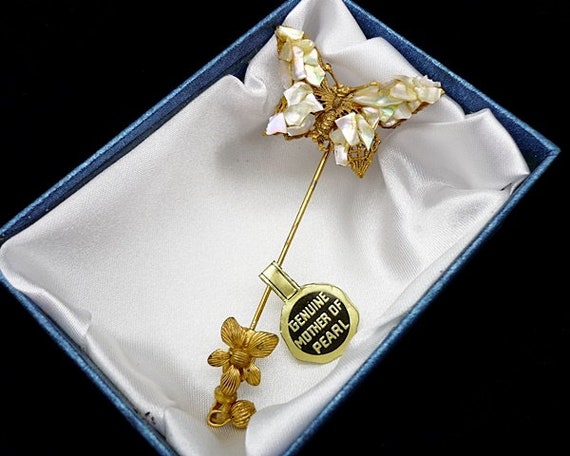 Vintage Miriam Haskell Mother of Pearl Butterfly S