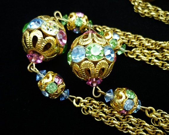 Vintage Miriam Haskell Multi Color Necklace Earri… - image 8