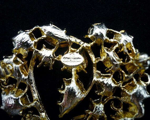 Vintage Graziano Rhinestone Heart Brooch, Grazian… - image 6