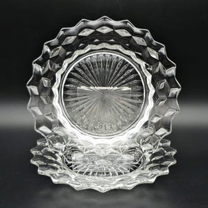 Vintage Fostoria American Salad Plates, Set of 2, Clear Glass (8&quot;)
