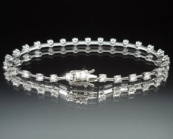 Vintage Sterling Silver CZ Tennis Bracelet Size 7… - image 1