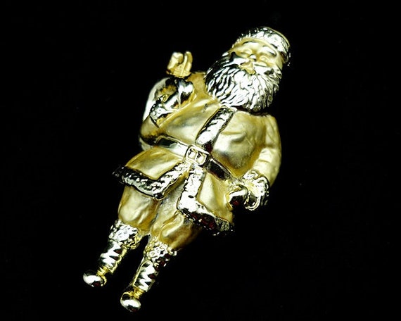 Vintage AJC Santa Claus Brooch, Christmas Jewelry… - image 2