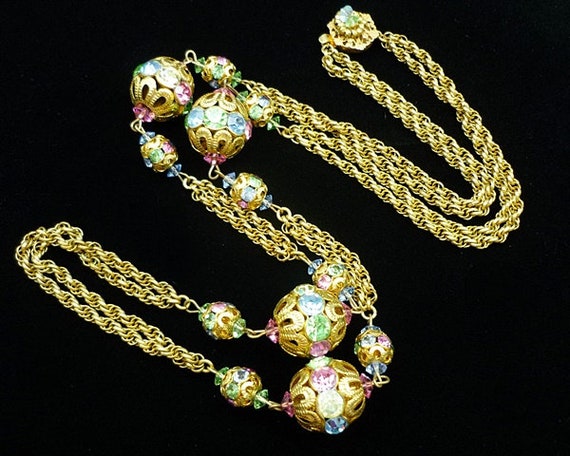 Vintage Miriam Haskell Multi Color Necklace Earri… - image 6