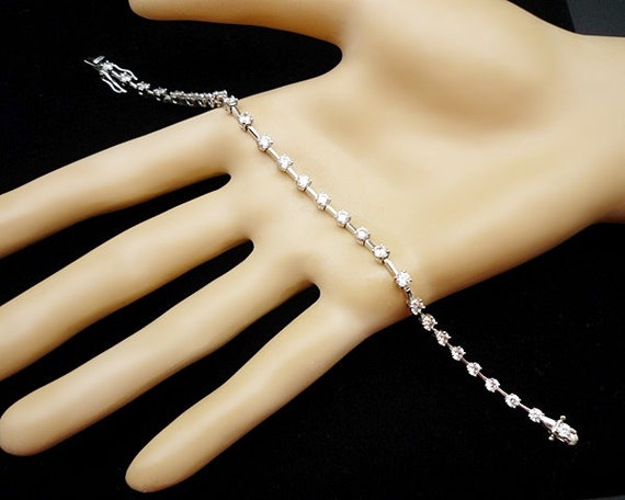 Vintage Sterling Silver CZ Tennis Bracelet Size 7… - image 7