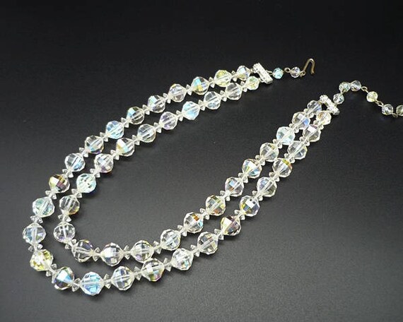 Vintage Aurora Borealis Crystal Necklace and Clip… - image 3