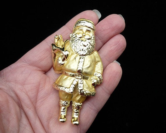 Vintage AJC Santa Claus Brooch, Christmas Jewelry… - image 5