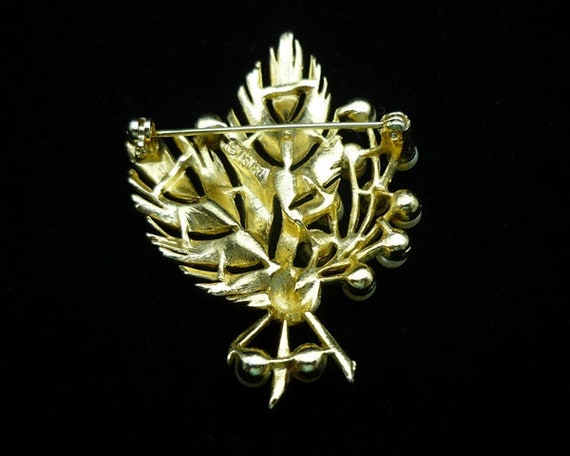 Vintage Lisner Leaf Pearl Brooch, Lisner Brooch, … - image 5