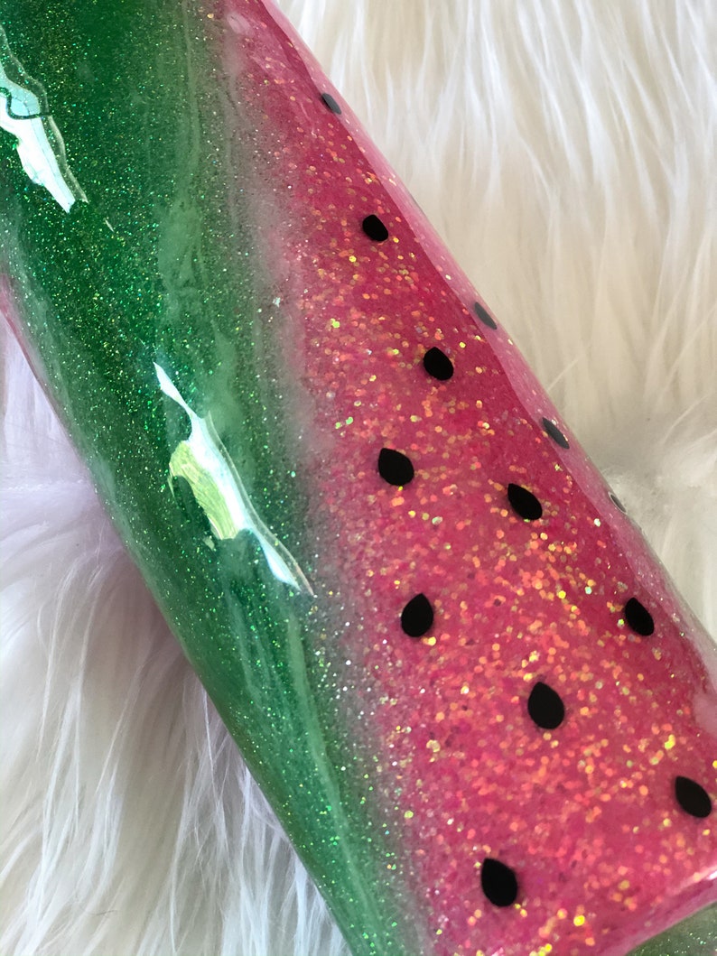 Custom Watermelon Glitter Tumbler Insulated Stainless Steel Etsy
