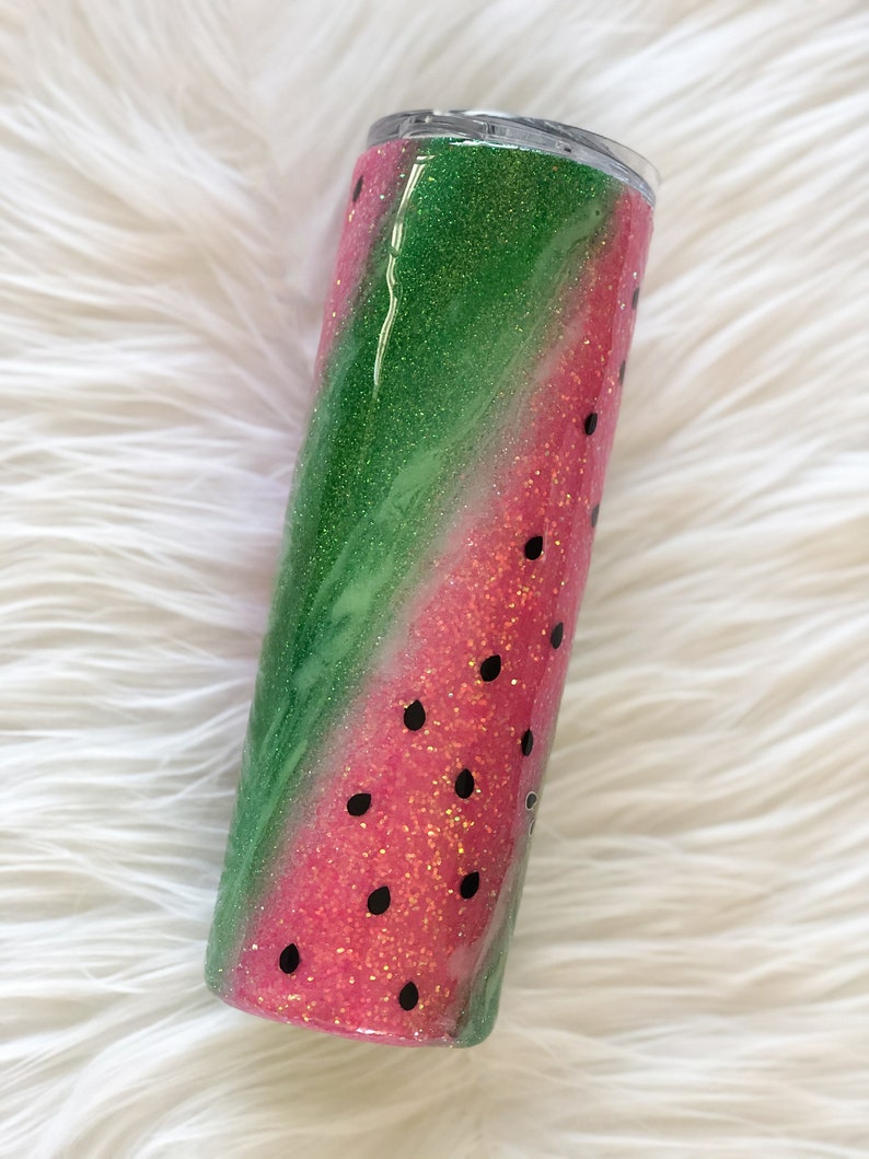 Custom Watermelon Glitter Tumbler Insulated Stainless Steel Etsy