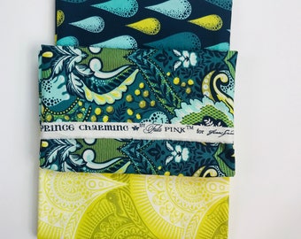 Fabric Free Spirit Tula Pink Prince Charming Snail Scallop olive colorway out of print RARE BTY