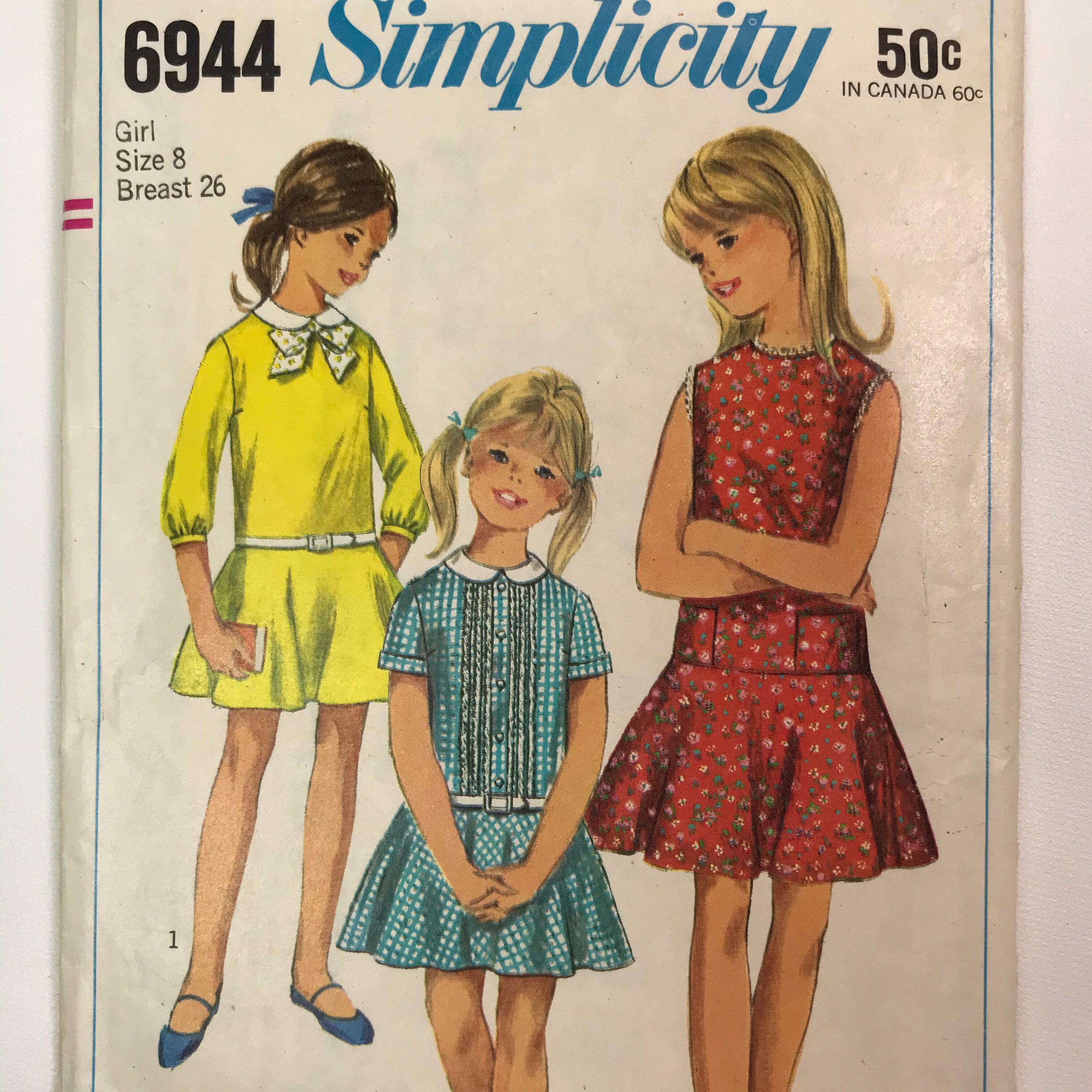 1966 Simplicity Sewing Pattern for Girls Dress Size 8 / - Etsy
