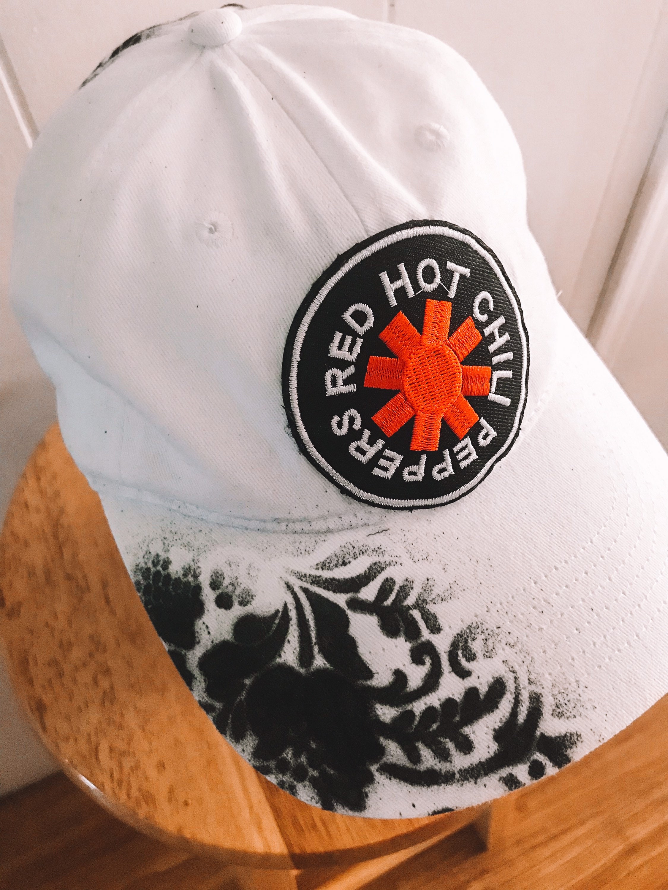 Red hot chili peppers rhcp spray painted hat adjustable Etsy