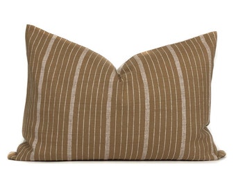 Cusco Stripe Pillow Cover | Designer Pillow in Sand | No5 , Throw Pillows Pillow Covers