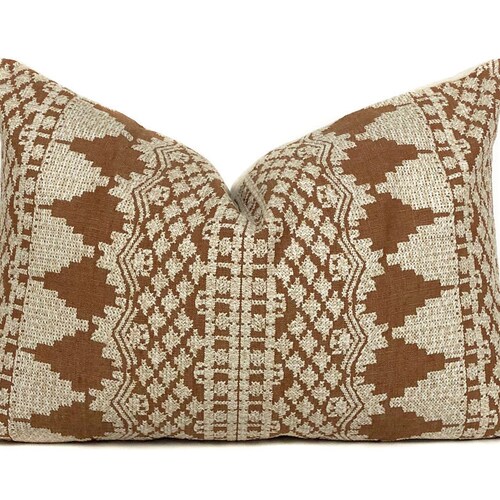 Embroidered Rust Designer Pillow Cover High End Pillow Etsy