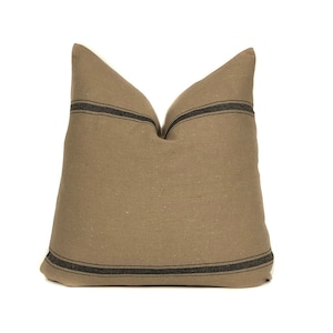 Brown Grain Sack Pillow Cover: Farmhouse Linen Blend Cushion
