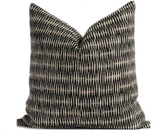 Black and Tan Geometric Stripe Pillow Cover: Modern Indoor/Outdoor Cushion