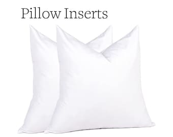 May include: Two white pillow inserts, a popular home decor item, are shown on a white background.  Pillow Inserts is written in black text at the top of the image.