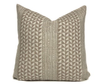 Geometric Linen Pillow Cover, Cream Arrow Throw Pillow | Decorative Boho Cushion Cover for Couch | Modern Neutral Living Room Decor