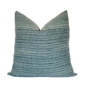 Vintage Stripe Linen Pillow Cover: Green Cream Boho Throw Pillow