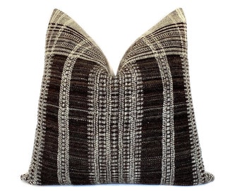 Hand-loomed Indian Wool Pillow Cover: Geometric Boho Throw Pillow 20x20