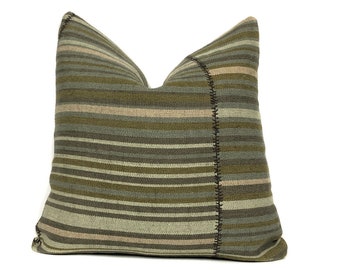 Capri Designer Pillow Cover in Green | Designer Pillow | Olive Green Woven | High End Pillow | No9013 , Throw Pillows Pillow Covers