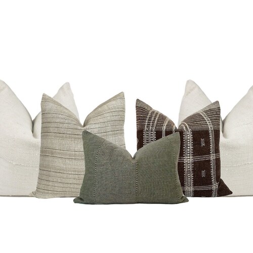 Throw Pillow Set Neutral Pillow Combo 13 Olive Beige Grey Etsy