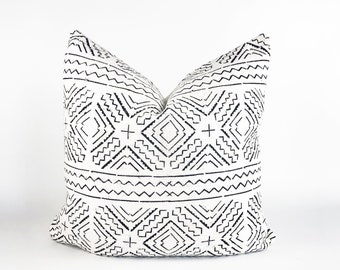 Black and Cream Mudcloth Pillow Cover | BCCMPC4x , Throw Pillows Pillow Covers