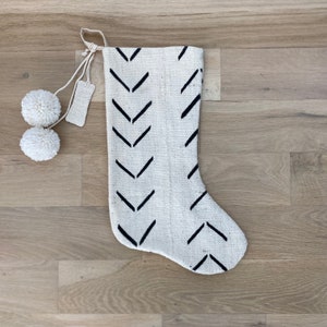 Mudcloth Christmas Stocking: Black and White Holiday Decor