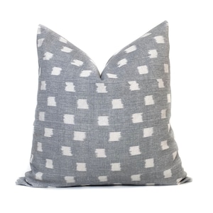 Gray Ikat Pillow Cover: Handwoven Cotton Throw Pillow