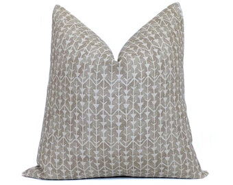Geometric Linen Pillow Cover, Cream Arrow Throw Pillow | Decorative Boho Cushion Cover for Couch | Modern Neutral Living Room Decor