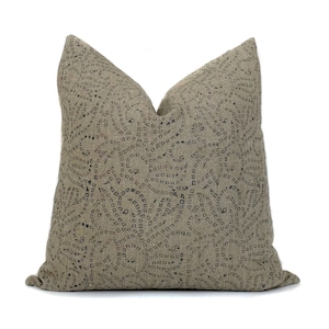 Botanical Linen Pillow Cover: Brown Floral Throw Pillow, Cordoba Designer