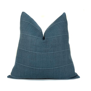 Vintage Blue Linen Pillow Cover: Boho Farmhouse Style