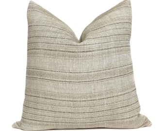 Sand Beige Linen Blend Pillow Cover - Contemporary Throw Cushion