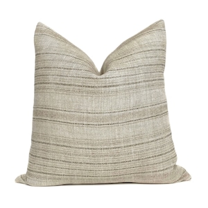 Sand Beige Linen Blend Pillow Cover - Contemporary Throw Cushion