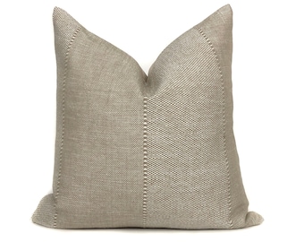 Beige Linen Throw Pillow Cover: Verona Sand Neutral Designer Pillow