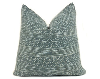 Sage Green Linen Pillow Cover: Geometric Batik Cushion Case