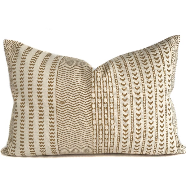 Maya Mustard Lumbar Pillow Cover | Mustard and Cream , Throw Pillows Pillow Covers