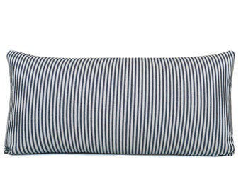 Blue and White Ticking Stripe Pillow Cover | Striped Pillow | Farmhouse Pillow | No4102